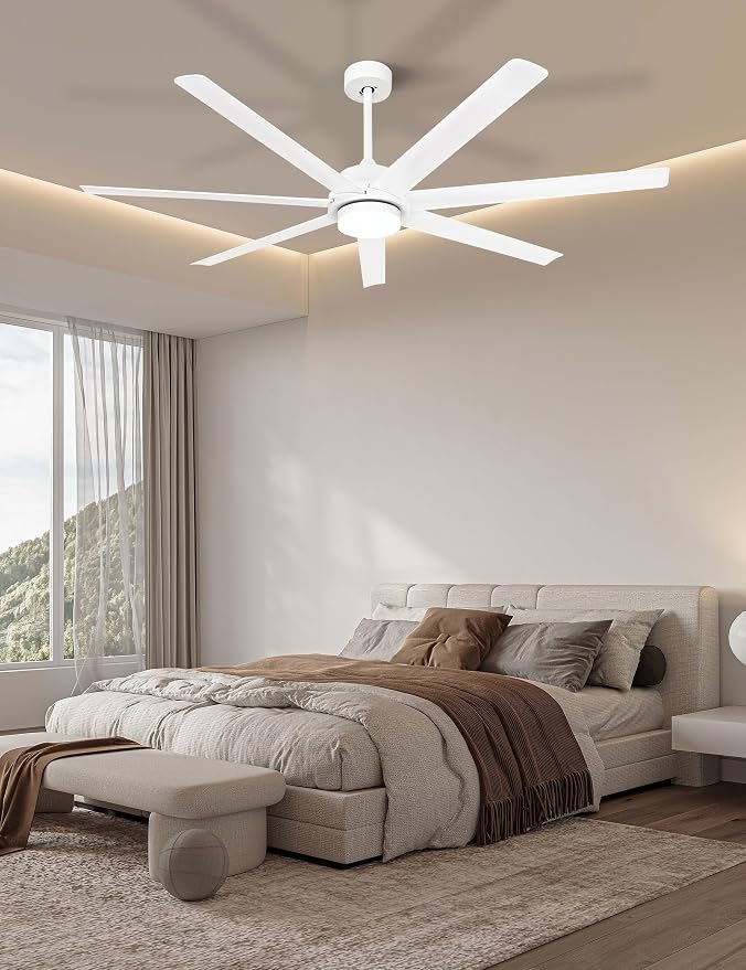 Minislak 62 inch Smart White Ceiling Fan with Light and Compatible with Alexa,6 Speed,3CCT,Quiet DC motor Indoor Oudoor Ceiling Fan for Living room or Patio