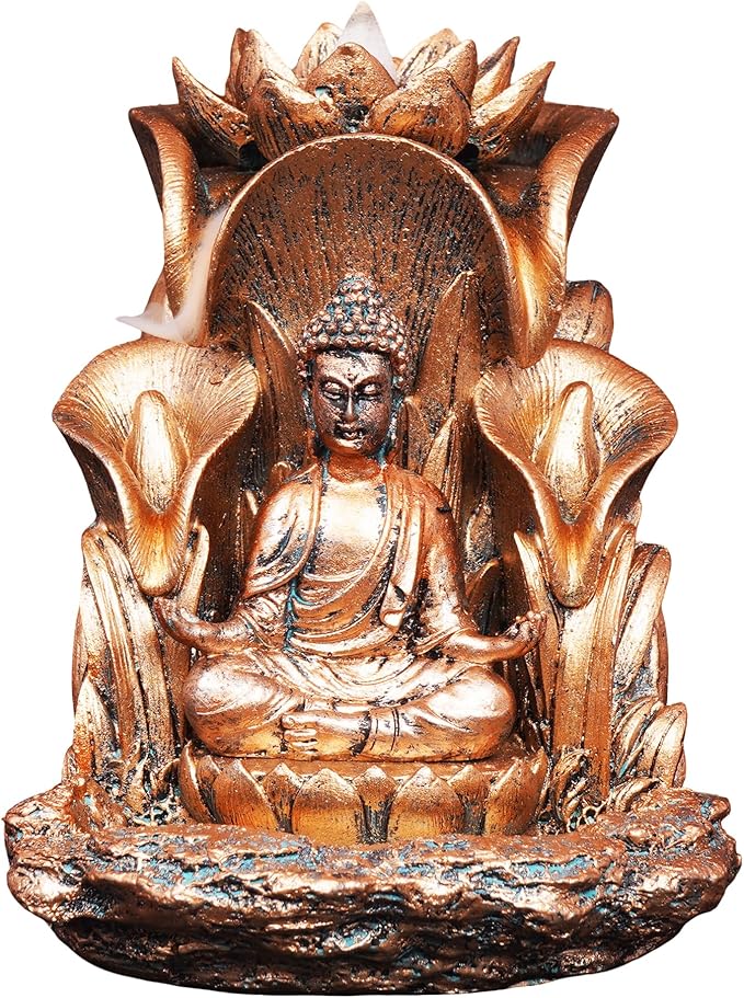 Fantasy Gifts Buddha Backflow Incense Burner – 5.5"x5" Multicolor Resin Aromatherapy Cone Holder with Relaxing Waterfall Effect, Spiritual Home Decor for Meditation, Yoga, Zen Spaces & Mindful Gifting