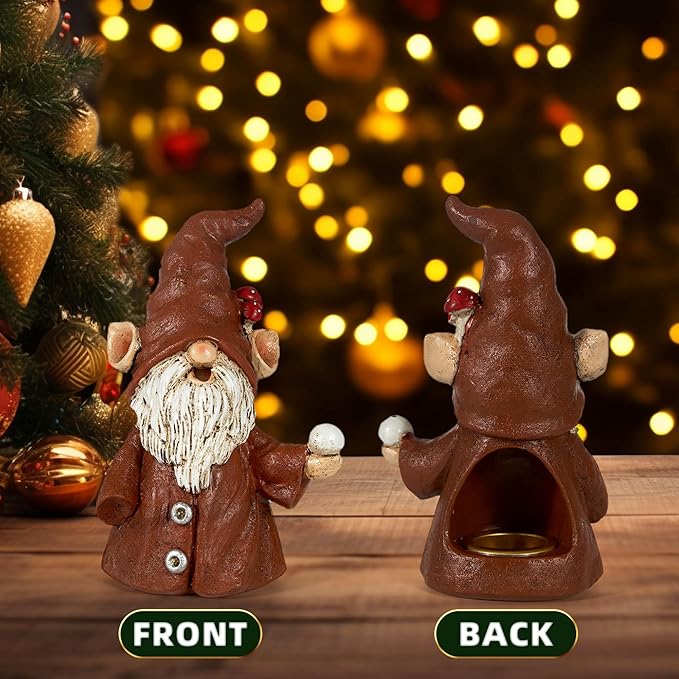 Cacukap Incense Holder for Sticks, Cute Gnome Statue Incense Cone Burner Ornaments, Adorable Gnome Home Decoration, Unique Gnome Stocking Stuffers for Women Men