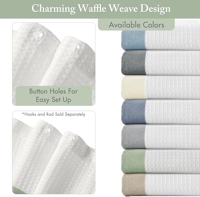 Madison Park Shower Curtain Spa Waffle Weave Shower Curtain for Bathroom 3M Scotchgard Moisture Management, Spa Quality Modern Shower Curtains for Bathroom, Standard 72x72 Sage Green