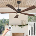 Ceiling Fans with Lights, 60 inch Outdoor Ceiling Fans with Lights for Patio and Remote Control, Modern Ceiling Fan with Light, 5 Solid Wood Blades 6-Speed Reversible DC Motor (Dark Brown)