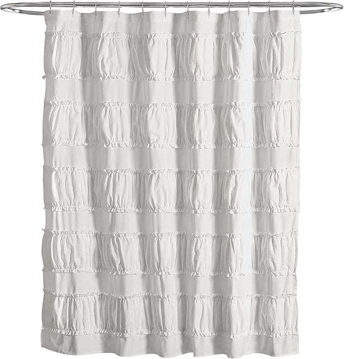 Lush Decor Nova Ruffle Shower Curtain, 72" x 72", White