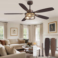 Fanbulous 52 inch Caged Ceiling Fans with Lights and Remote, Easy Install | Farmhouse Ceiling Fan with Energy Saving DC Motor, Timer Function, Vintage Ceiling Fans Noise under 35 dB for Bedroom