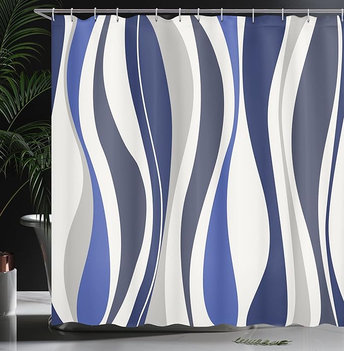 Ambesonne Vintage Shower Curtain, Retro Vibrant Stripes Funky Lines Design Patterns Abstract Print, Cloth Fabric Bathroom Decor Set with Hooks, 69" W x 84" L, Dark Sky