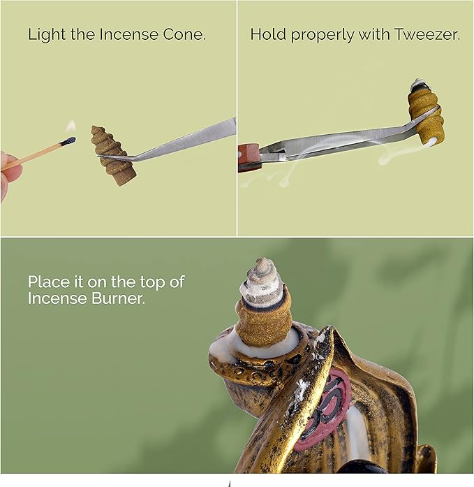 Backflow Natural Incense Waterfall Cones Unique Shape for Backflow Incense for Prayer, Meditation, Relaxation Burner Holder (25 pcs) (Sandalwood, Screw)