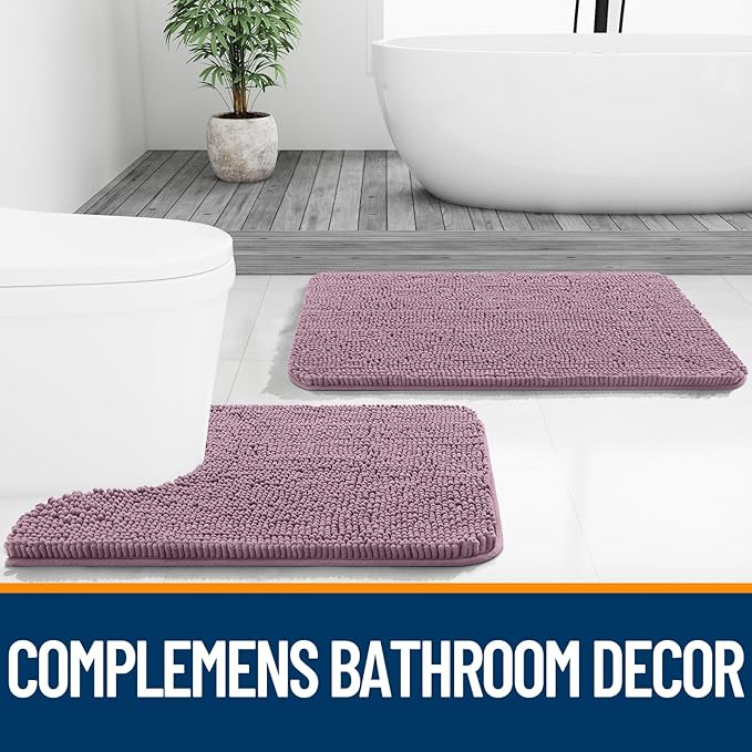 OLANLY Bathroom Rugs 30x20, Extra Soft Absorbent Chenille Bath Rugs, Rubber Backing Quick Dry, Machine Washable Bath Mats for Bathroom Floor, Tub and Shower, Home Decor Accessories, Deep Plum