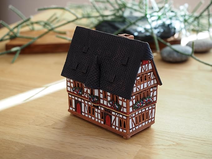 Ceramic Houses and Villages Collection - Handmade House Ceramic Art Cone Incense Holder Room Decoration Collectible Miniature Town Hall in Schotten, Germany R232