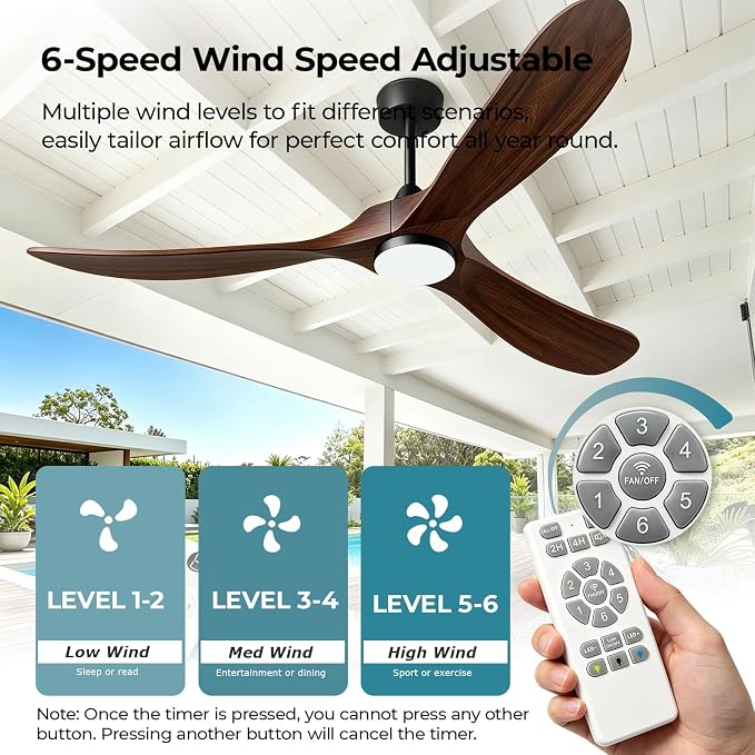 Ceiling Fans with Lights, 72 Inch Wooden Ceiling Fans with App Voice Remote Control, 6 Speed Quiet Fan, Dimmable Light Flush Mount Ceiling Fan for Bedroom Living Room, Walnut Wood