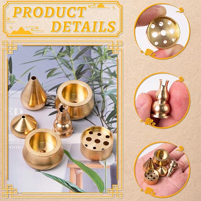 6 Pcs Gold Incense Holder, Small Brass Incense Holder, Incense Holders for Sticks, Insence Holder, Incense Stick Burner, Incense Cone Burner Holder, Small Incense Holder for Indoor Outdoor Use (Gold)