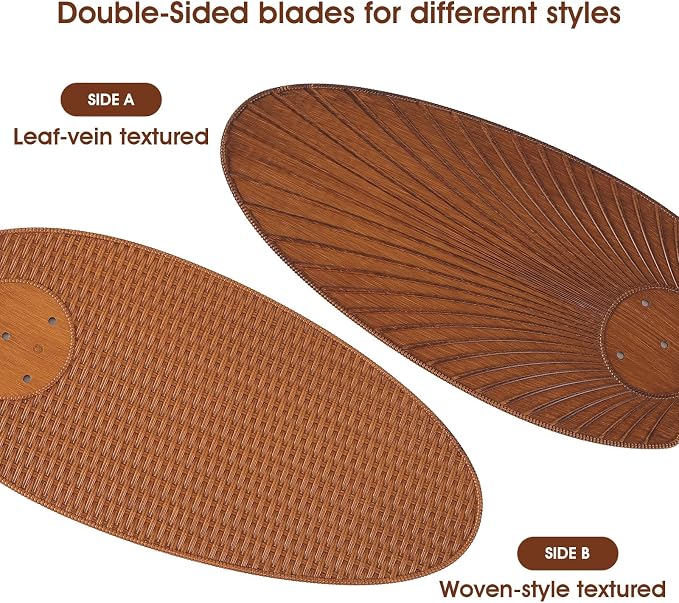 62" Large Brown Tropical Style Palm Leaf Ceiling Fans with Lights & Remote | Super Large Airflow with 6 Wind Speeds,Reversible,3 LED Light Colors,50W Quiet DC Motor,4H Timer,Suits for Living Room Patio