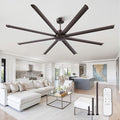 ZMISHIBO 96" Large Industrial Ceiling Fans No light with Aluminum 8 Blades, Commercial HVLS Ceiling Fan without Light,Quiet DC Motor,6 Speeds, Indoor Outdoor Ceiling Fan for Garage Shop, Oil Bronze