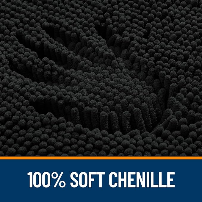 OLANLY Large Bathroom Rugs 59x35, Extra Soft Absorbent Chenille Bath Rugs, Rubber Backing Quick Dry, Machine Washable Bath Mats for Bathroom Floor, Tub and Shower, Home Decor Accessories, Black