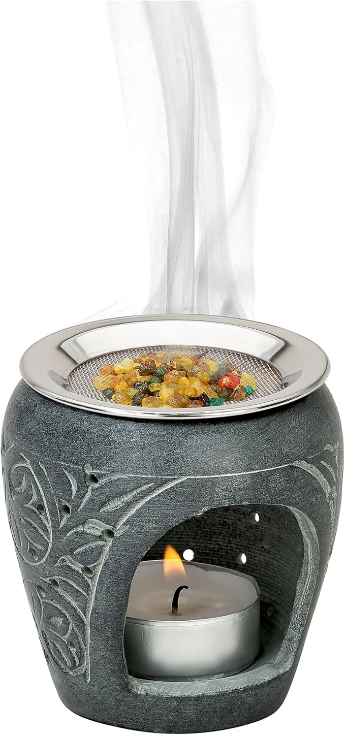 Incense Burner/Incense Holder Made from Soapstone to use with tealight Height 3.15 inch