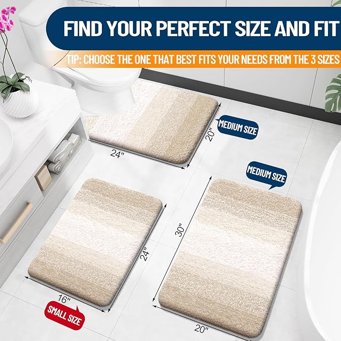 OLANLY Large Bathroom Rugs Mat 50x30, Extra Soft Absorbent Microfiber Bath Rugs, Rubber Backing, Quick Dry, Washable Bath Mats for Bathroom Floor, Tub and Shower, Home Decor Accessories, Light Beige