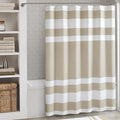 Madison Park Shower Curtain, Waffle Weave, Pieced Design Fabric Shower Curtain with 3M Scotchgard Moisture Management, Premium Spa Quality Modern Shower Curtains for Bathroom, Tall 72"x84" Taupe