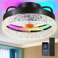 Mpayel RGB Ceiling Fans with Lights and Remote, 13'' Low Profile Ceiling Fans, LED Bladeless Modern Flush Mount Ceiling Fan Light for Bedroom, Living Room, Kitchen