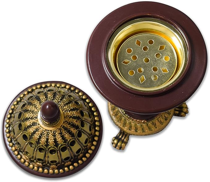 AM Lux Globe Incense Burner - Bakhoor Cone Holders | Insence bukhoor Burners| Frankincense Burner Charcoal | Mabkhara | for Office & Spiritual Décor (Bronze)