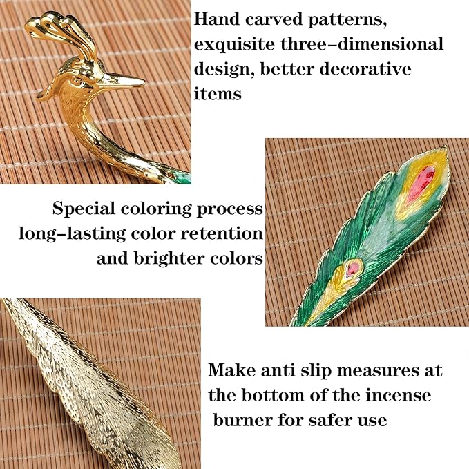 Phoenix Incense Holder Burner with Ash Catcher - Zinc Alloy Decor for Meditation & Yoga, Portable Elegant Spiritual Tray, Vibrant Color Zen Home Accessories
