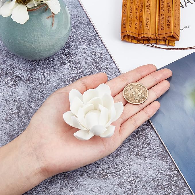 GORGECRAFT White Lotus Incense Holder Ceramic Incense Burner Flower Stick for Yoga Studio Living Room Home Decor(2.1 Inch)