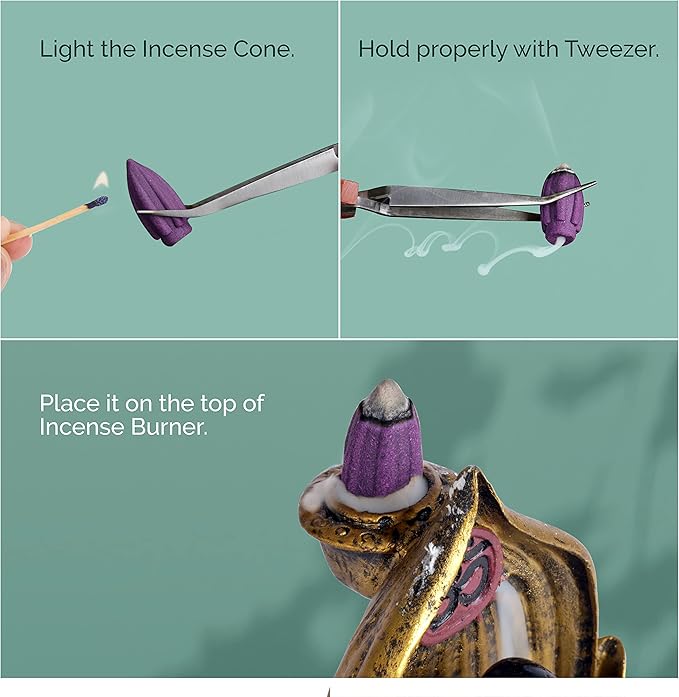 Backflow Natural Incense Waterfall Cones Unique Shape for Backflow Incense for Prayer, Meditation, Relaxation Burner Holder (25 pcs) (Lavender, Bullet)