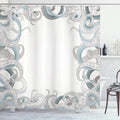 Ambesonne Octopus Shower Curtain, Background of Octopus Tentacles Aquatic Under The Sea Art Illustration Marine Life, Cloth Fabric Bathroom Decor Set with Hooks, 69" W x 75" L, Grey Blue