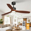 OPONL Ceiling Fan with Light, Ceiling fan with Light and Remote Control, Reversible, 6CCT, Dimmable, Noiseless, Ceiling Fan for Bedroom, Indoor/Outdoor Use, Black, 52 inch, Wood