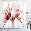 Ambesonne Flower Shower Curtain, Illustration of a Blooming Flower X-ray Vision of Nature Solarized Pattern, Cloth Fabric Bathroom Decor Set with Hooks, 69" W x 70" L, Pastel Pink