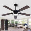 QUTWOB 52" Brushed Nickel Ceiling Fans,Farmhouse 5 Blades Ceiling Fans with Lights, Indoor/Outdoor Ceiling Fan with Remote Control for Patio, Bedroom,Living Room,Dining Room,etc. (Black)
