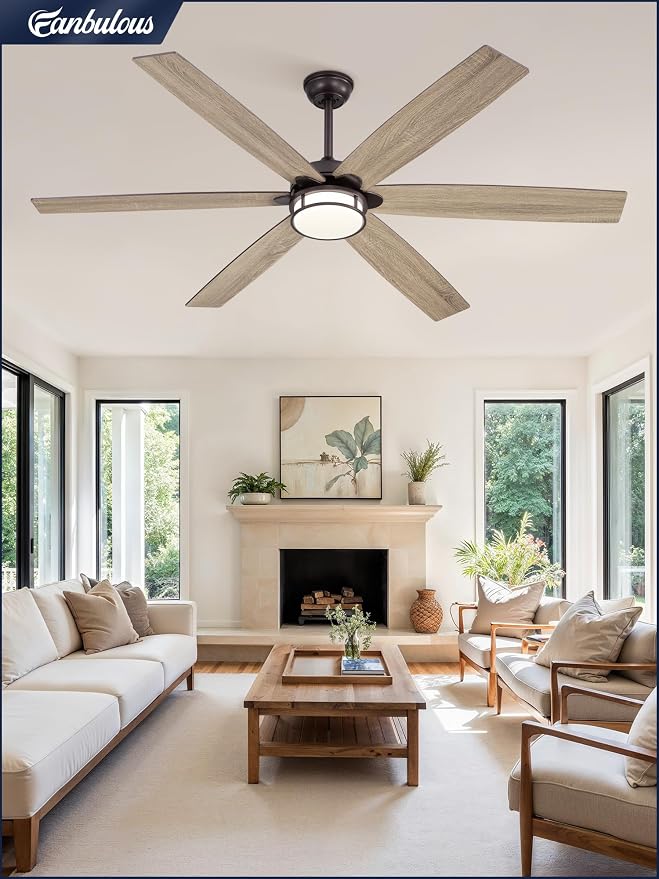 Fanbulous 65 Inch Ceiling Fans with Lights, Farmhouse Large Ceiling Fans with Remote, Oil Bronze Modern Ceiling Fan with LED Light, Quiet DC Motor for Living Room, Bedroom, Kitchen, Indoor