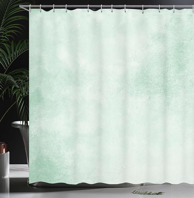 Ambesonne Mint Shower Curtain, Blurry Abstract Background Shady Pastel Toned Modern Watercolor Murky Image, Cloth Fabric Bathroom Decor Set with Hooks, 69" W x 70" L, Almond Green