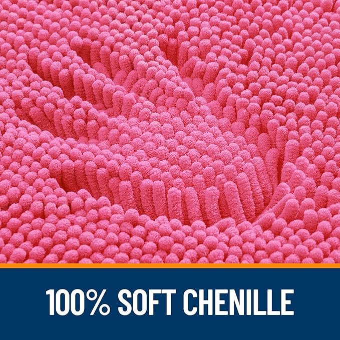 OLANLY Large Bathroom Rugs 70x46, Extra Soft Absorbent Chenille Bath Rugs, Rubber Backing Quick Dry, Machine Washable Bath Mats for Bathroom Floor, Tub and Shower, Home Decor Accessories, Hot Pink