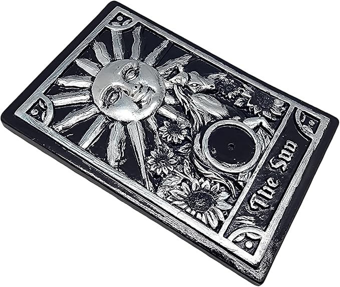 Sun Tarot Card Incense Burner – 3.5" x 5" Hand-Painted Holder | Tarot Decor, Meditation Tool, Spiritual Gift | Sun Card Symbolism for Positivity, Clarity & Energy Cleansing