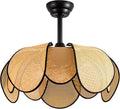 Rattan Fandelier Ceiling Fans with Lights,Boho Black Chandelier Ceiling Fan with Light Remote Flush Mount Chandelier Ceiling Fan with 6 Speeds Fandelier for Bedroom Living Room Kitchen 26inch