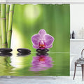 Ambesonne Spa Shower Curtain, Spa Floral Summertime Theme Holidays Exotic Positiveness Lilac Bouquet Corsage, Cloth Fabric Bathroom Decor Set with Hooks, 69" W x 84" L, Lime Green