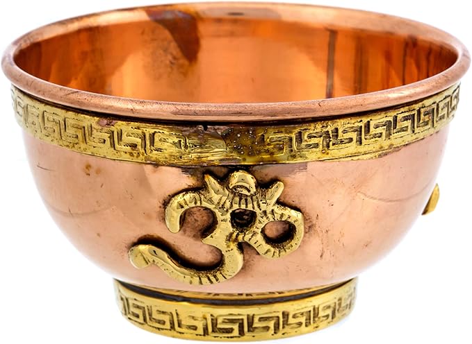 Om Copper Bowl - Offering Bowl for Altar or Ritual Use - Incense Holder, Home Decor - 3 Inches Wide