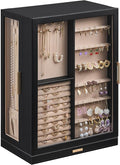Glimmloop 360° Rotating Jewelry Box with 9 Drawers, Spacious Vertical Jewelry Organizer with Glass Window, Jewelry Storage Case, Dustproof & Moisture-resistant Design, Black