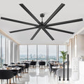 ZMISHIBO 108 Inch No light, Large Industrial High Volume (HVLS) Ceiling Fan with Reversible DC Motor, 8 Aluminium Blades, Modern Commercial Ceiling Fan without Light for Garage/shop/living room,Black