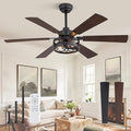 Fanbulous 50 Inch Ceiling Fan with Lights, Farmhouse Caged Ceiling Fans with Remote, Black Industrial Ceiling Fans with Quiet Reversible DC Motor, Small Ceiling Fan for Living Room, Bedroom