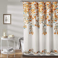 Lush Decor Tanisha Shower Curtain, 72" W x 72" L, Tangerine & Turquoise - Orange & Blue Flower Vine Print - Beautiful & Elegant Floral Shower Curtain - Modern Farmhouse & Cottage Bathroom Decor