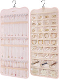 BAGSMART Hanging Jewelry Organizer Storage with Hanger Metal Hooks Double-Sided Jewelry Holder for Earrings, Necklaces, Rings on Closet, Wall, Door, 1 piece Large Pink