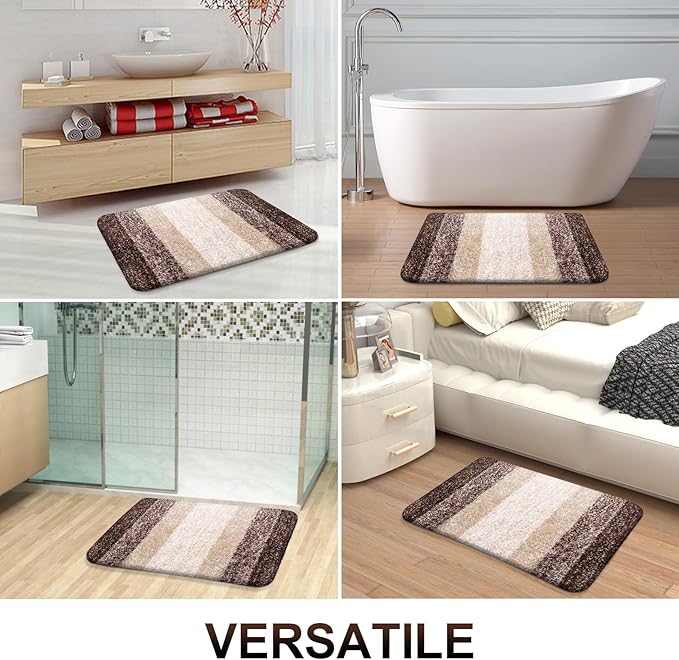 OLANLY Bathroom Rug Mat 59x35, Extra Soft Absorbent Microfiber Bath Rugs, Rubber Backing, Quick Dry, Machine Washable Bath Mats for Bathroom Floor, Tub and Shower, Home Decor Accessories, Brown