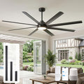 72 Inch Outdoor Ceiling Fan with Light, Modern Black Smart Ceiling Fan with Alexa/App/Remote Control, 8 Anti-Rust Aluminum Blades, High 9799 CFM Quiet DC Motor, Damp Rated for Patio Living Room Garage