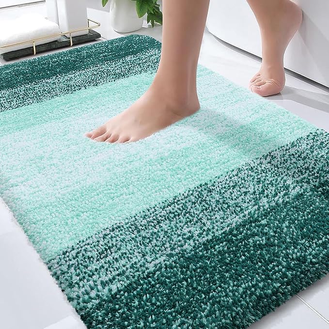 OLANLY Bathroom Rugs Mat 36x24, Extra Soft Absorbent Microfiber Bath Rugs, Rubber Backing, Quick Dry, Washable Bath Mats for Bathroom Floor, Tub and Shower, Home Decor Accessories, Blackish Green