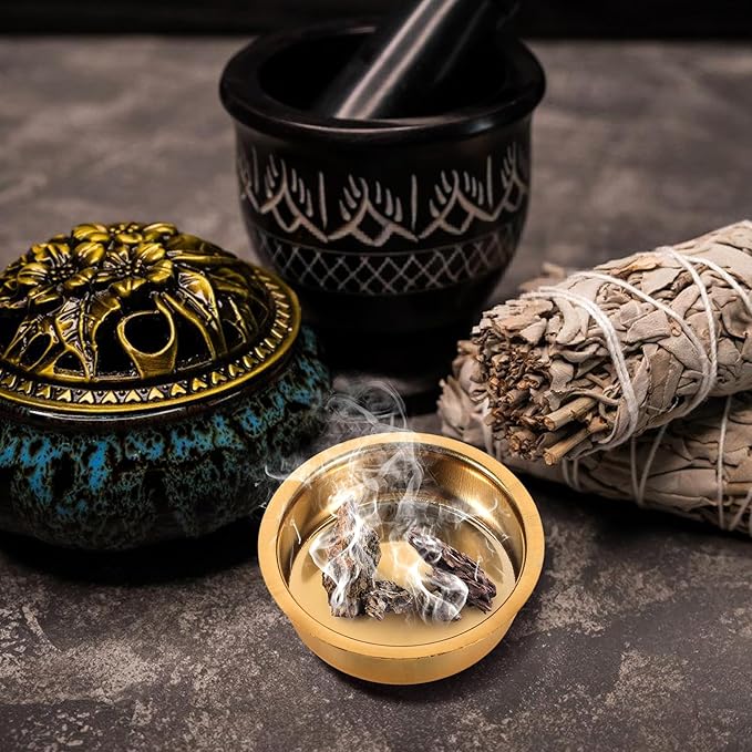 VOSAREA 6pcs Metal Incense Cone Burners Tea Light Tins Cups Tealight Holders Brass Incense Burner Plate Holder Empty Scented Candle Cup DIY Candle Holders for Party Wedding Table Decoration