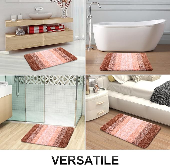 OLANLY Bathroom Runner Rugs Mat 47x20, Extra Soft Absorbent Microfiber Bath Rugs, Rubber Backing, Quick Dry, Washable Long Bath Mats for Bathroom Floor, Tub and Shower, Home Decor Accessories, Orange