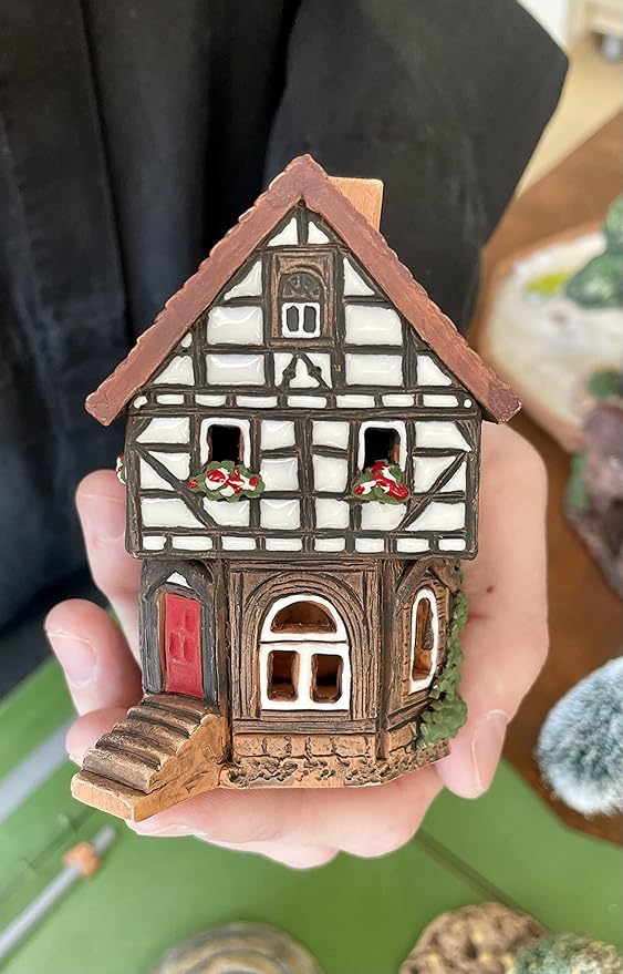 Ceramic Houses and Villages Collection - Handmade House Collectible Miniature of Historic House in Lauterbach Germany - Cone Incense Holder Room Decor Incense Burner S19-6