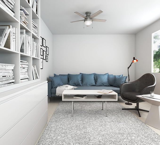 Hunter Anslee, Indoor, Ceiling Fan, with LED Light, 46 inch, Matte Silver