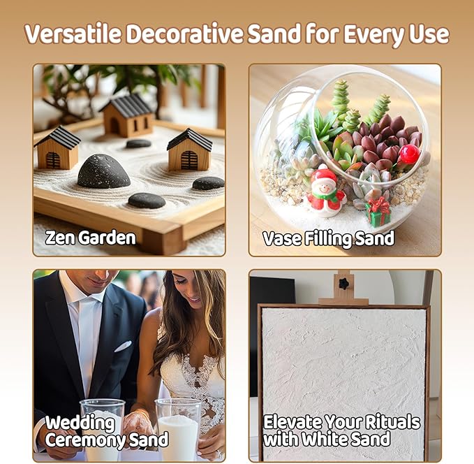 MAQIHAN Fine White Sand for Incense Holders - Fine Sand for Crafts Quartz Zen Garden Decorative Sand for Vases Filler, Wedding Unity Ceremony, Incense 425 g