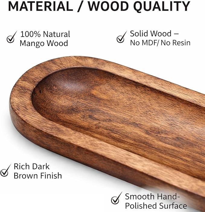 Incense Burner Or Incense Stick Holder - Incense Tray Wooden Ash Catcher - Handmade Mango Wood Incense Stand for Gifting. Modern Home Decor