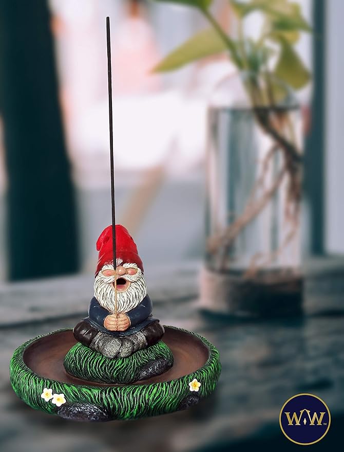 World of Wonders Ol' Smokey Gnaughty Gnomes Series Garden Gnome Incense Holder | Meditation Gifts for your Home Office | Home Fragrance Products and Aroma Therapy - 7.5"